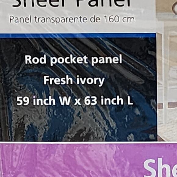 Mainstays 63-Inch x2 Fresh Ivory Sheer Rod Pocket Panel Curtains 59"Wx63"L NIP - Picture 3 of 5